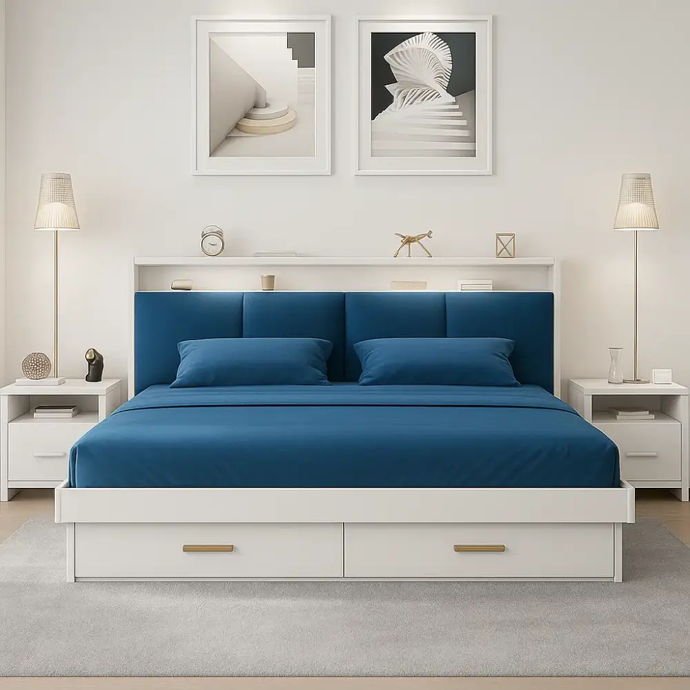 سرير (3) سرير بتصميم حديث مع كمودينه