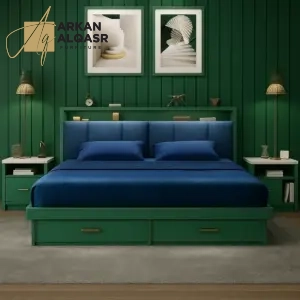سرير بتصميم حديث مع كمودينه 5 سرير بتصميم حديث مع كمودينه