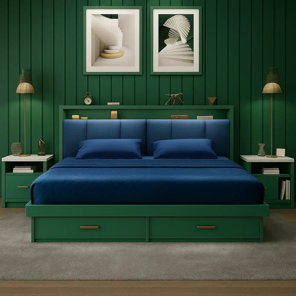 سرير (4) سرير بتصميم حديث مع كمودينه