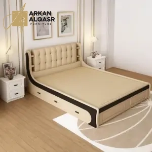 سرير هيدروليكي – تخزين سفلي ذكي – تنجيد فاخر – تصميم مريح بآلية رفع سلسة