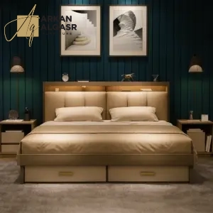 سرير بتصميم حديث مع كمودينه 9 سرير بتصميم حديث مع كمودينه