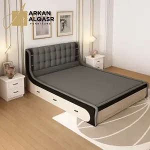 سرير هيدروليكي – تخزين سفلي ذكي – تنجيد فاخر – تصميم مريح بآلية رفع سلسة