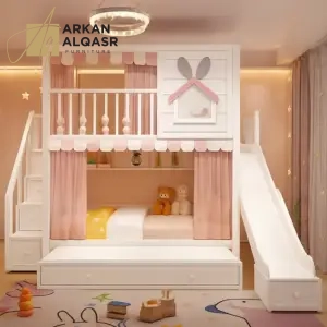 سرير أطفال دورين مريح – تصميم آمن بزاوية ناعمة – خشب متين وسلال تخزين – مثالي للمساحات الصغيرة 8 سرير أطفال دورين مريح – تصميم آمن بزاوية ناعمة – خشب متين وسلال تخزين – مثالي للمساحات الصغيرة