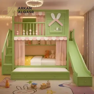 سرير أطفال دورين مريح – تصميم آمن بزاوية ناعمة – خشب متين وسلال تخزين – مثالي للمساحات الصغيرة 7 سرير أطفال دورين مريح – تصميم آمن بزاوية ناعمة – خشب متين وسلال تخزين – مثالي للمساحات الصغيرة