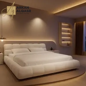 سرير منخفض الارتفاع – تصميم عملي مع كومدينة جانبية – هيكل خشبي أنيق – مثالي للغرف الصغيرة