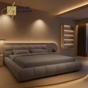 سرير منخفض الارتفاع – تصميم عملي مع كومدينة جانبية – هيكل خشبي أنيق – مثالي للغرف الصغيرة