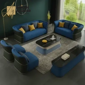 طقم كنب فاخر 3+2+1 – تنجيد ناعم عالي الجودة – قاعدة خشبية أنيقة – ألوان عصرية متعددة