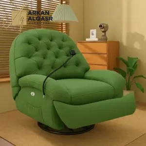 كرسي استرخاء ليزي بوي فخم – آلية إمالة يدوية – تنجيد ناعم ومريح – قاعدة خشبية – لون رمادي فخم