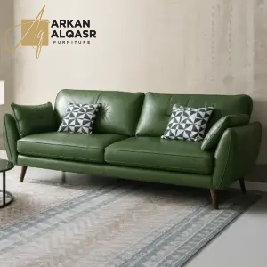 كنب جلد مريح بتصميم عصري