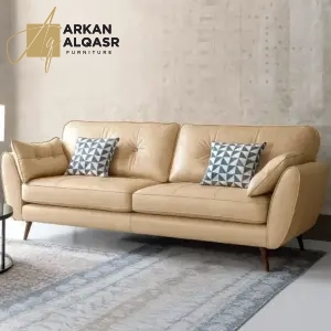 كنب جلد مريح بتصميم عصري