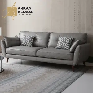 كنب جلد مريح بتصميم عصري