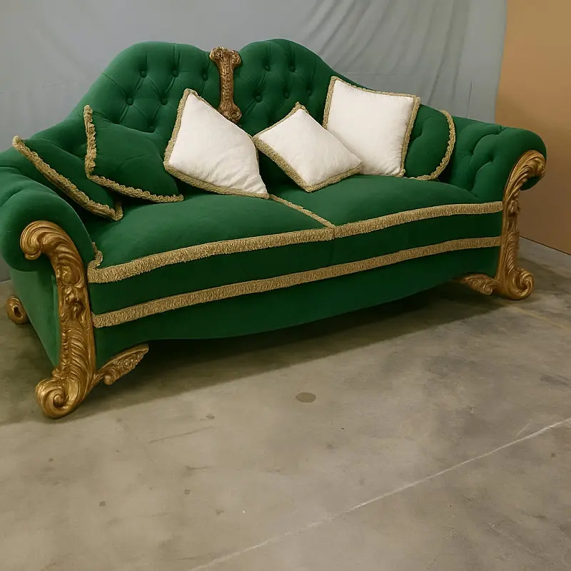 كنب (4) كنب ثلاثي فاخر على الطراز الملكي – تصميم فاخر وتفاصيل منحوتة – تنجيد ناعم وهيكل خشبي متين