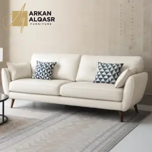 كنب جلد مريح بتصميم عصري