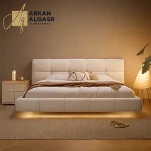 سرير منخفض مع إضاءة بتصميم عصري وجودة عالية