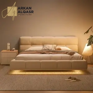 سرير منخفض مع إضاءة بتصميم عصري وجودة عالية
