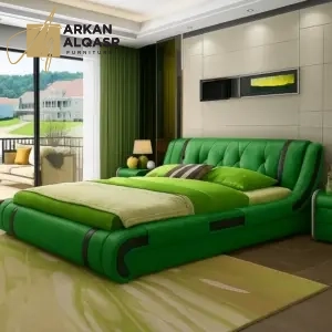 سرير مودرن جلدي بطابع حديث