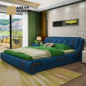 سرير مودرن جلدي بطابع حديث