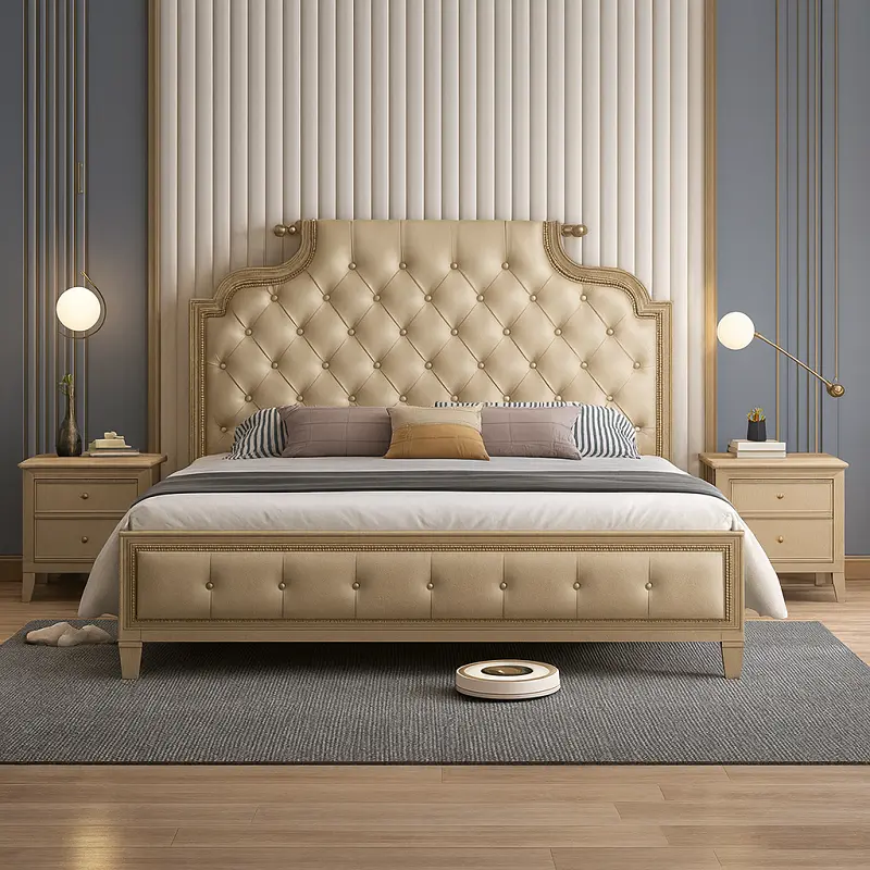 سرير (4) سرير مع كومود بتصميم عالي الجودة