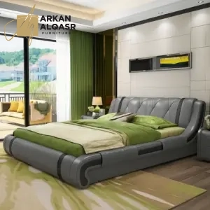 سرير مودرن جلدي بطابع حديث