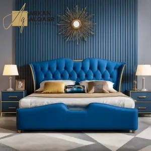 سرير نوم جلد مع 2 كمودينه