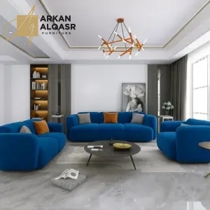 طقم كنب ثلاثة قطع مخملي مريح