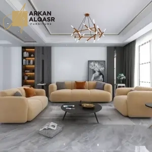 طقم كنب ثلاثة قطع مخملي مريح