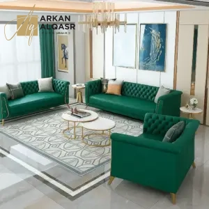 طقم كنب مودرن 3 قطع جلد