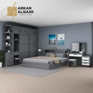 غرفة نوم مودرن متكاملة بتصميم عملي وأنيق