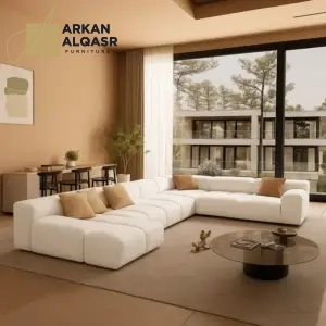 كنب زاوية فخم بطابع أوروبي – تصميم شيك بمساحة واسعة – تنجيد ناعم وهيكل متين