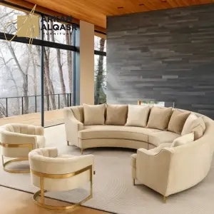 طقم كنب زاوية بشكل حرف ال مع كرسيين مفردين – تصميم مريح وتنجيد فاخر – مثالي لغرف المعيشة العصرية