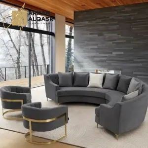 طقم كنب زاوية بشكل حرف ال مع كرسيين مفردين – تصميم مريح وتنجيد فاخر – مثالي لغرف المعيشة العصرية