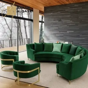 طقم كنب زاوية بشكل حرف ال مع كرسيين مفردين – تصميم مريح وتنجيد فاخر – مثالي لغرف المعيشة العصرية